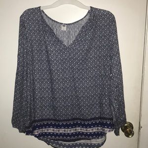 Blue Patterned Blouse